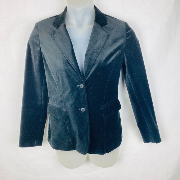 Caslon Black Velvet Black 2- Button Blazer - Picture 1 of 3